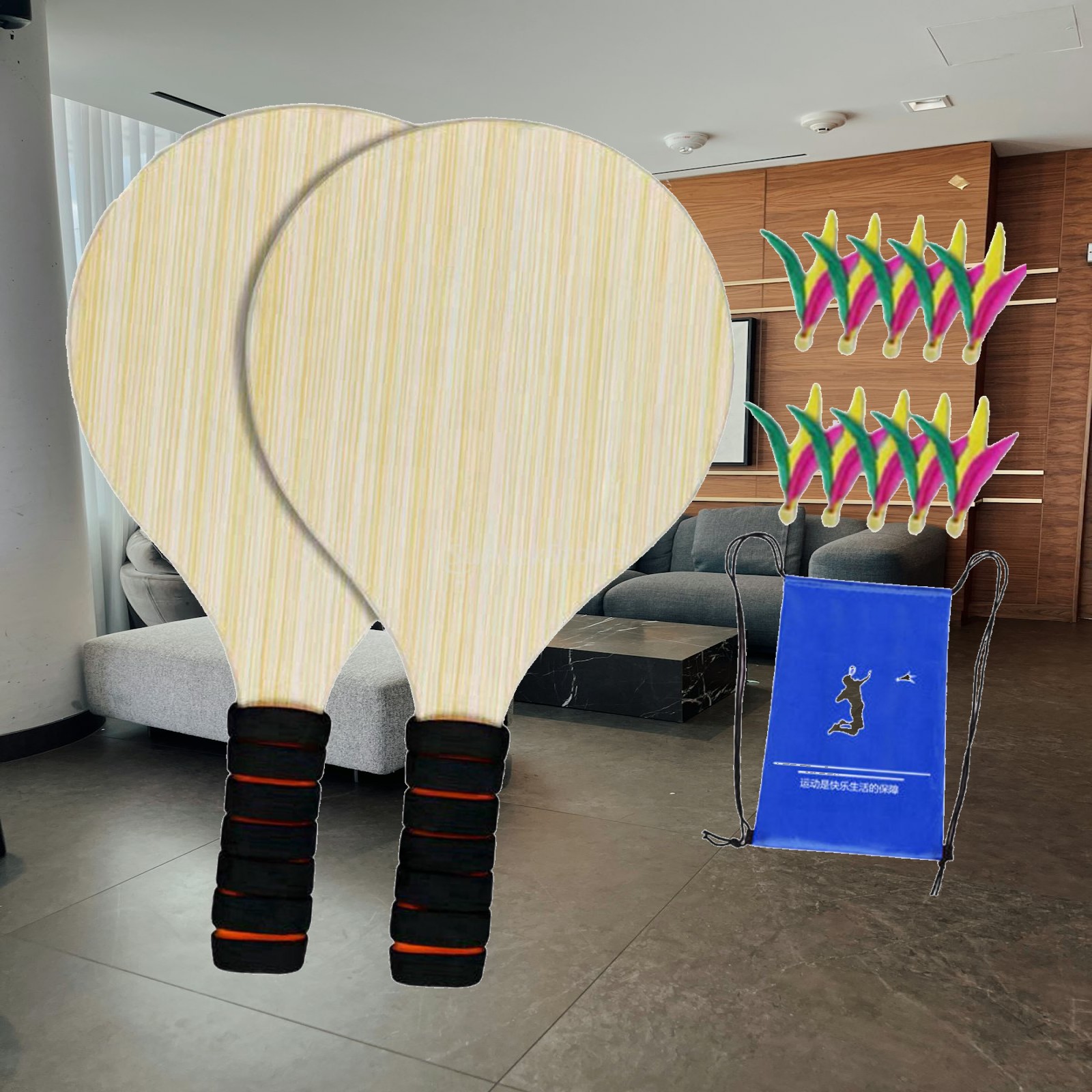 Badminton Set Garden - Zestaw 2 drewnianych rakiet do badmintona